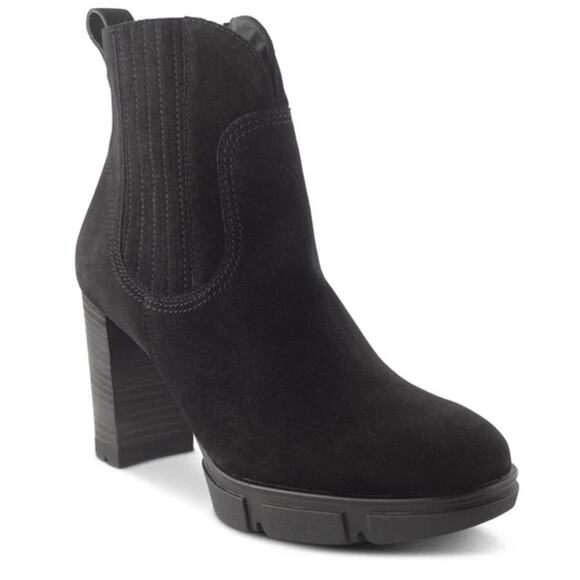 Paul Green NWOB Oakley Suede Boot Black Size 5.5 (US 8) Side Zip Chunky Heel - Picture 1 of 10